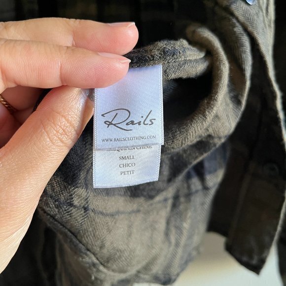 Rails Pepper Plaid Button Down Shirt Olive Black Top Womens Size‎ S - Picture 6 of 9